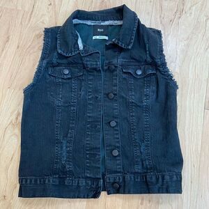 BDG Urban Outfitters black distressed denim vest.